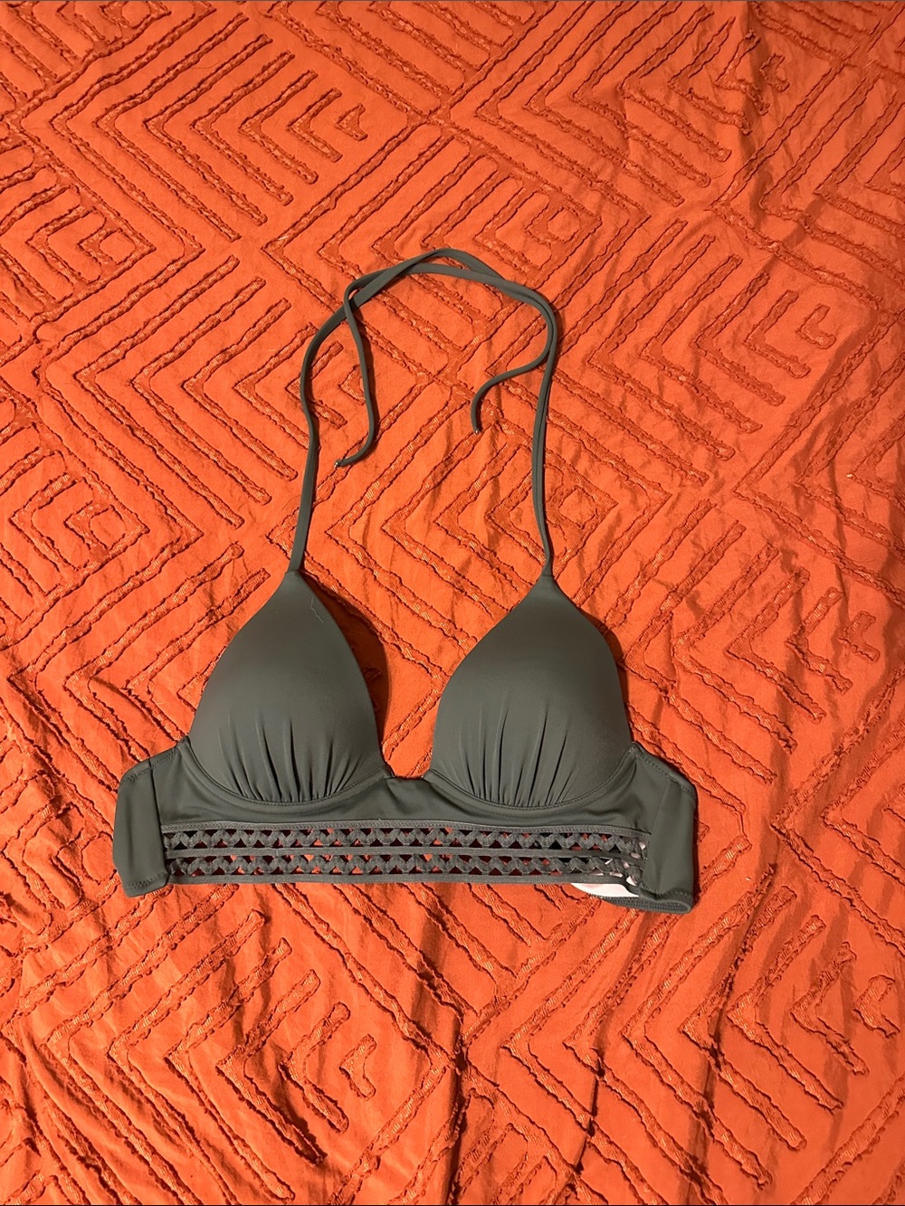 Halter Bikini Top in Olive Green